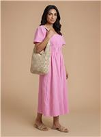 DOROTHY PERKINS Angel Sleeve Elasticated Waist Dobby Cotton Midaxi Dress 8