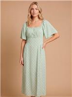 DOROTHY PERKINS Angel Sleeve Full Skirt Polka Dot Midi Tea Dress 12