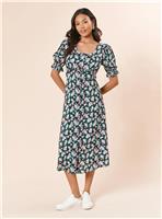 DOROTHY PERKINS Floral Button Front Puff Sleeve Midi Dress 16