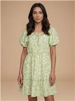DOROTHY PERKINS Tie Front Puff Sleeve Poplin Mini Dress 8