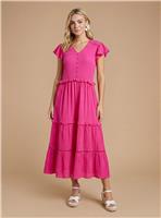 DOROTHY PERKINS Button Front Frill Sleeve Midaxi Dress 16