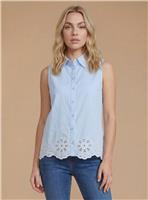 DOROTHY PERKINS Broderie Detail Collared Shell Top 16