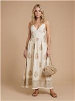 DOROTHY PERKINS Metallic Embroidered Strappy Midi Dress 18