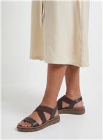 DOROTHY PERKINS Good For The Sole: Wide Fit Ana Comfort Elastic Cross Strap Low Wedge Sandals 7