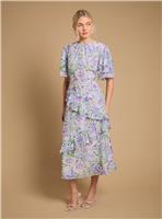 OASIS Occasion Floral Asymmetric Ruffle Jacquard Midaxi Dress 10