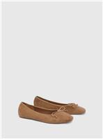 OASIS Beatrice Faux Suede Square Toe Ballet Pump Tan 4