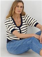 JD WILLIAMS Textured Stripe Short Sleeve Cardigan 24-26