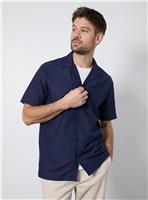 BURTON Navy Linen Blend Short Sleeve Resort Shirt XL