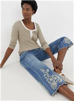 JD WILLIAMS Scallop Hem Broderie Crop Jean 32