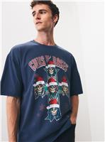Navy Guns N' Roses Christmas Graphic T-Shirt XXXXL