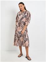 WALLIS Animal Cotton Dobby Contrast Midi Dress 22