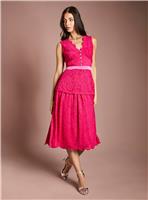 COAST Peplum Detail Lace Dress Pink 12