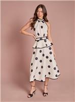 COAST Mono Polka Dot Peplum Hem Scuba Dress 10