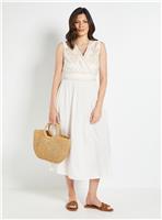 WALLIS Linen Mix Embroidered Midi Dress 22