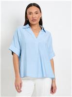WALLIS Hotfix Short Sleeve Overhead Shirt Blue 10