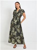 WALLIS Palm Print Pintuck Maxi Dress 16