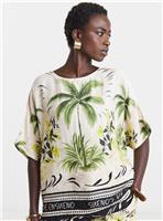 JD WILLIAMS Palm Print Linen Mix Boxy Top 20