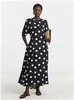 JD WILLIAMS Cinched Waist Care Free Polka Dot Dress 30