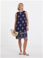 JD WILLIAMS Border Print Linen Shift Dress 8