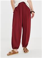 JD WILLIAMS Burgundy Crinkle Balloon Trouser 30