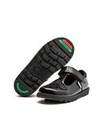TOEZONE Lilo Girls Black Patent Rip Tape Unicorn School Shoe 7 Infant