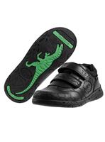 TOEZONE Ricky Boys Rubber Rip Tape Black Dinosaur School Shoes 12 Infant