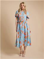 DOROTHY PERKINS Shirred Bodice Frill Midi Dress 14