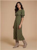 DOROTHY PERKINS Petite Pink Spot Shirred Cuff Midi Dress 16