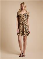 DOROTHY PERKINS Animal V Neck Short Sleeve Mini Jersey Dress 18