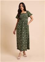 DOROTHY PERKINS Petite Mono Floral Shirred Bodice Trim Detail Midaxi Dress 8