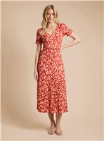 DOROTHY PERKINS Orange Animal Short Sleeve Jersey Midi Dress 12