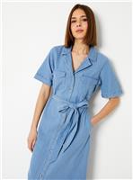 DOROTHY PERKINS Denim Belted Button Through Midi Dress 12