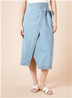 DOROTHY PERKINS Wrap Front Denim Midi Skirt 12