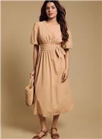 DOROTHY PERKINS Petite Bow Waist Detail Puff Sleeve Midaxi Dress 14