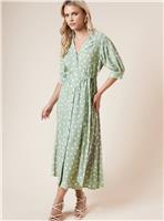 DOROTHY PERKINS Petite Green Spot Belted Puff Sleeve Shirt Dress 12