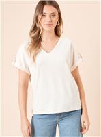 DOROTHY PERKINS V Neck Roll Sleeve Jersey Top 16