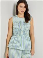 DOROTHY PERKINS Stripe Frill Detail Peplum Printed Shell Top 14
