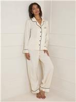 OASIS Plain Satin Contrast Binding Nightwear Set M