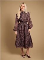 OASIS Leopard Organza Shirred Waist Midi Dress 12