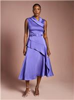 COAST Waterfall Ruffle Belted Satin Midi Dress 12