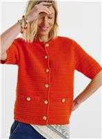 JD WILLIAMS Stitch Detail Short Sleeve Cardigan Red 32-34