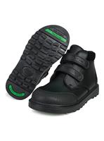 TOEZONE Levi Boys Black Coated Leather Durable Riptape School Boots 12 Infant