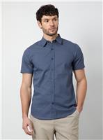 BURTON Navy Geometric Print Short Sleeve Shirt S