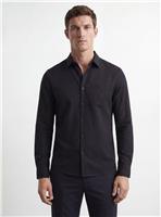 BURTON Black Linen Blend Long Sleeve Shirt L