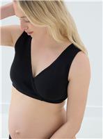 JOJO MAMAN BB 2 Pack Cotton Maternity and Nursing Sleep Bras Black S