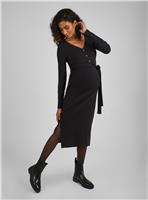 JOJO MAMAN BB Ribbed Maternity Popper Front Dress Black S