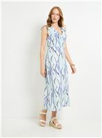 WALLIS Blue Stripe Jersey Wrap Midaxi Dress 8