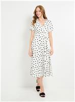 WALLIS Spot Jersey Roll Sleeve Belted Midi Dress 10
