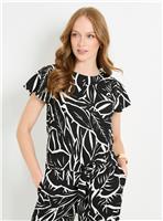 WALLIS Petite Tropical Tie Detail Flutter Sleeve Top 12
