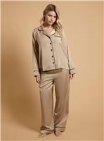 OASIS Plain Satin Contrast Binding Nightwear Set M